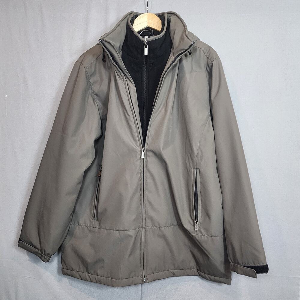 Weatherproof Men's Ultra Tech Men's Jacket Fleece Bib Removable Hood‎ Sz L